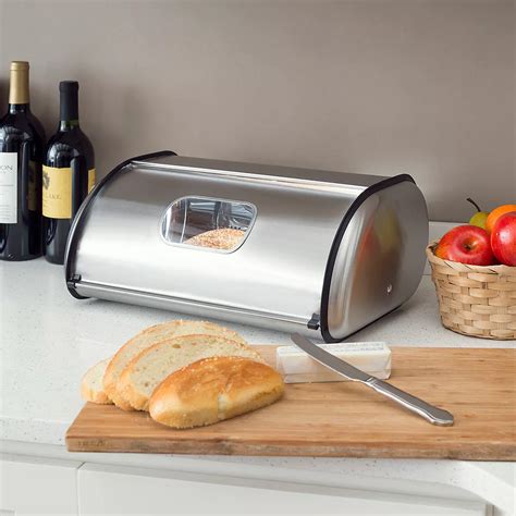 home basics bread box stainless steel with window amazon|Amazon.com: Stainless Steel Bread Box.